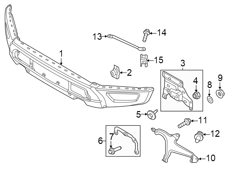 Diagram Front bumper. Bumper & components. for your 2024 Ford F-150  Raptor R Crew Cab Pickup Fleetside 