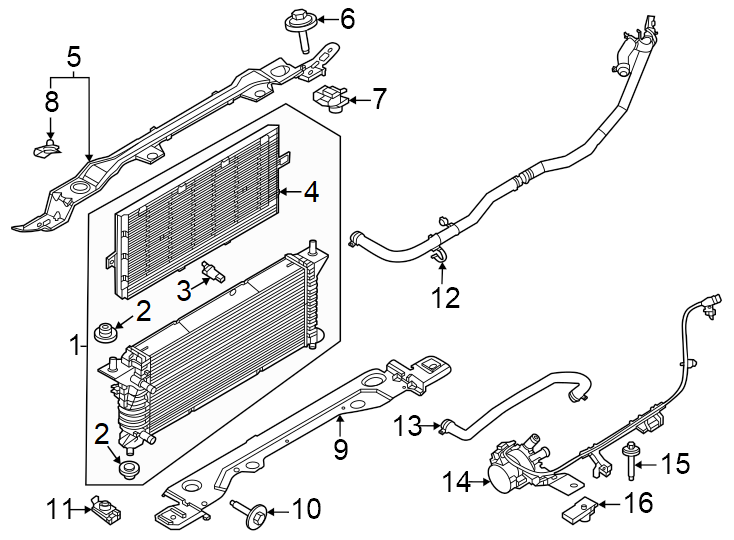 Diagram Radiator & components. for your 2017 Lincoln MKZ Reserve Sedan  