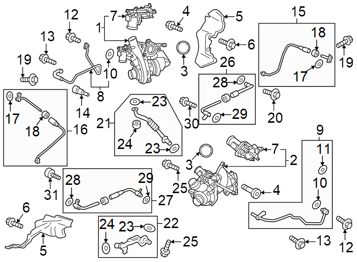 Diagram Turbocharger & components. for your 2017 Ford F-150  Raptor Extended Cab Pickup Fleetside 