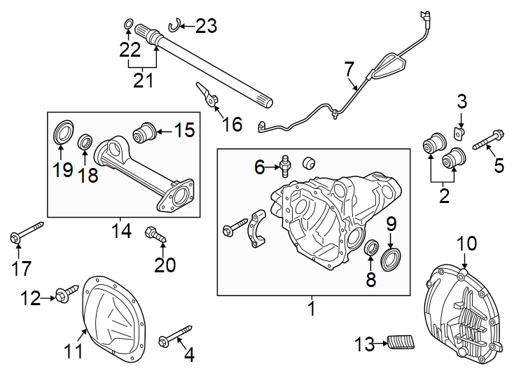 Diagram Front suspension. Axle housing. for your 2020 Ford F-150 5.0L V8 FLEX A/T RWD XLT Crew Cab Pickup Fleetside 