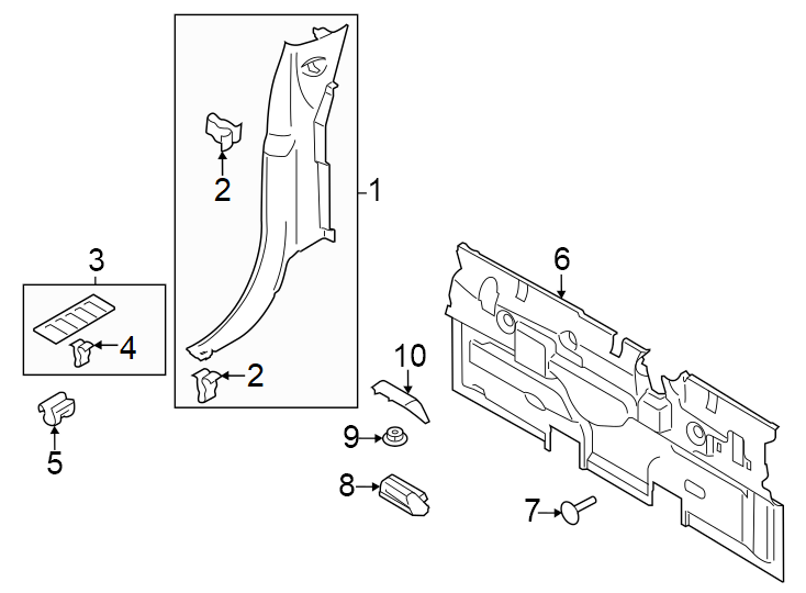 Diagram Interior trim. for your 2003 Ford F-150 5.4L Triton V8 CNG M/T RWD XLT Crew Cab Pickup Stepside 