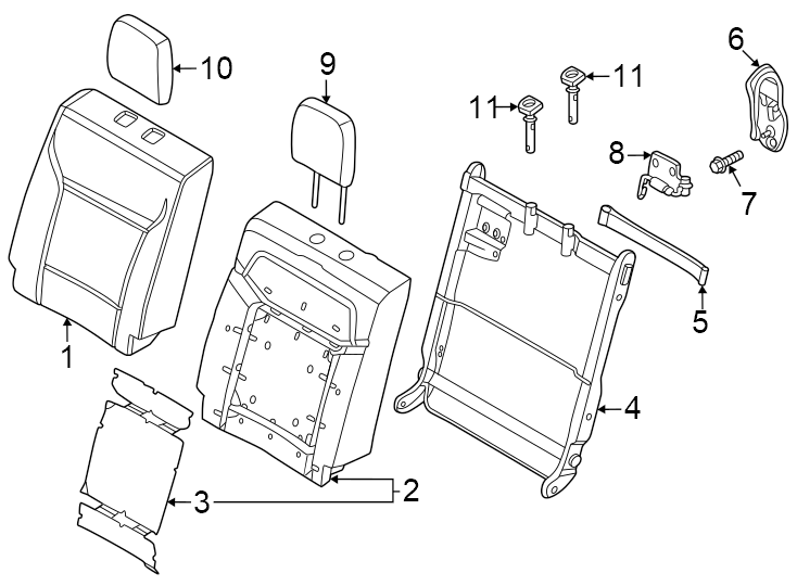 Diagram Seats & tracks. Rear seat components. for your 2012 Ford F-150 6.2L V8 A/T RWD Harley-Davidson Edition Crew Cab Pickup Fleetside 