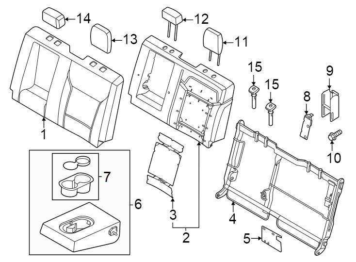 Diagram Seats & tracks. Rear seat components. for your 2013 Ford Police Interceptor Sedan   