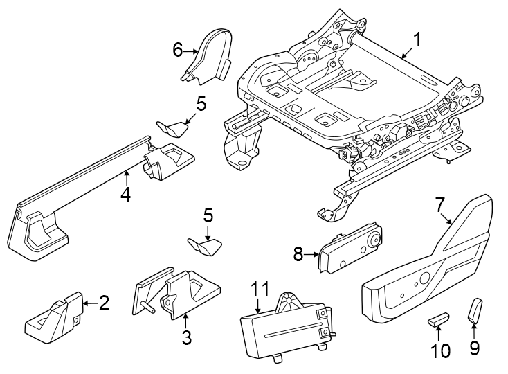 Diagram Seats & tracks. Tracks & components. for your 2012 Ford F-150 3.5L EcoBoost V6 A/T RWD XL Crew Cab Pickup Fleetside 