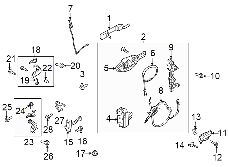 Diagram Front door. Lock & hardware. for your 2024 Ford F-150  Raptor R Crew Cab Pickup Fleetside 