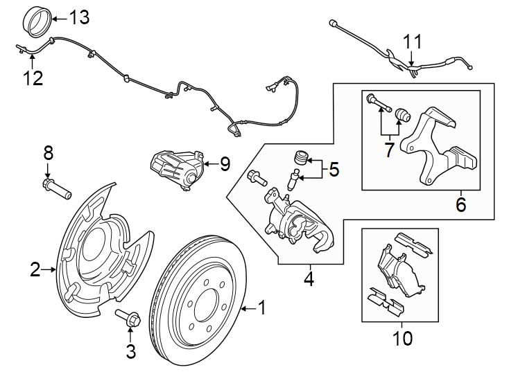 Diagram Rear suspension. Brake components. for your 2007 Lincoln MKZ   