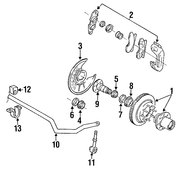 Diagram FRONT SUSPENSION. BRAKE COMPONENTS. STABILIZER BAR & COMPONENTS. for your 2021 Ford F-150 3.5L PowerBoost V6 FULL HYBRID EV-GAS (FHEV) A/T RWD Platinum Crew Cab Pickup Fleetside 