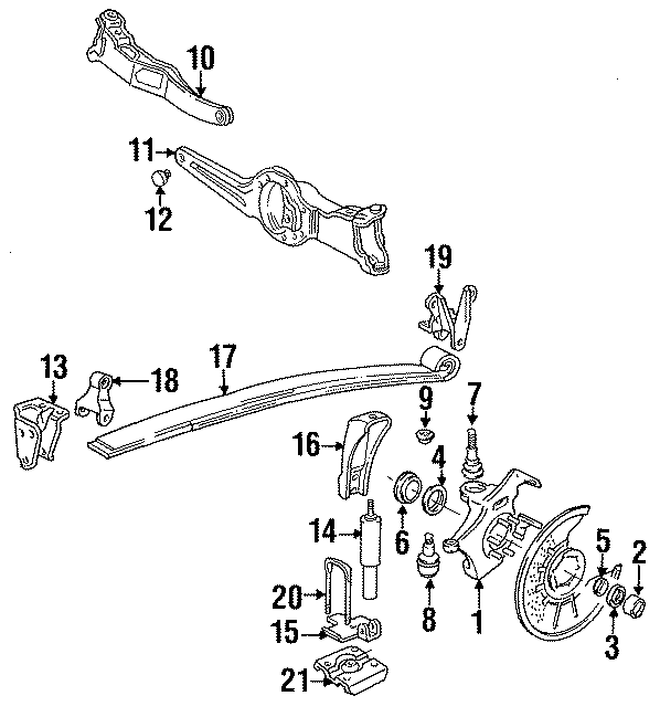 Diagram FRONT SUSPENSION. SUSPENSION COMPONENTS. for your Ford Bronco  