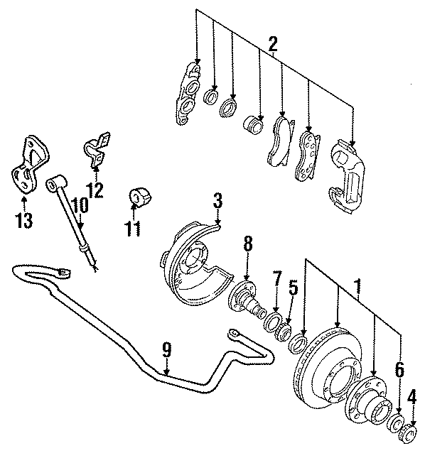 Diagram FRONT SUSPENSION. BRAKE COMPONENTS. STABILIZER BAR & COMPONENTS. for your 2021 Ford F-150 3.5L PowerBoost V6 FULL HYBRID EV-GAS (FHEV) A/T RWD Platinum Crew Cab Pickup Fleetside 