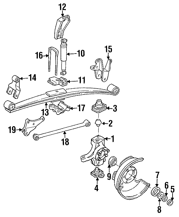 Diagram FRONT SUSPENSION. SUSPENSION COMPONENTS. for your Ford F-350  