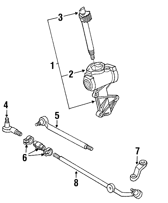 Diagram STEERING GEAR & LINKAGE. for your 1987 Ford F-150 5.8L HO V8 A/T RWD Custom Extended Cab Pickup Stepside 