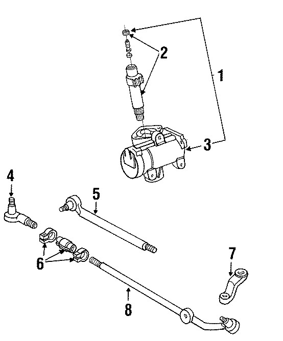 Diagram STEERING GEAR & LINKAGE. for your 1987 Ford F-150 5.8L HO V8 A/T RWD Custom Extended Cab Pickup Stepside 