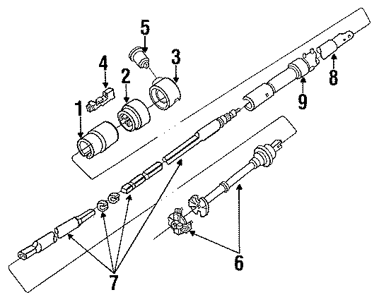 Full size assembly image of STEERING COLUMN. HOUSING & COMPONENTS. SHAFT & INTERNAL COMPONENTS. SHROUD. SWITCHES & LEVERS. (1/1)