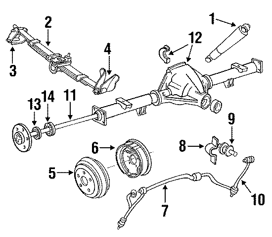 Diagram REAR SUSPENSION. AXLE HOUSING. BRAKE COMPONENTS. STABILIZER BAR & COMPONENTS. SUSPENSION COMPONENTS. for your Ford F-150  