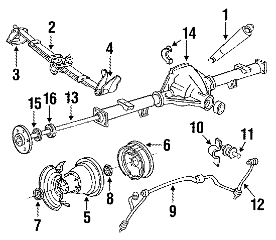 Diagram REAR SUSPENSION. AXLE HOUSING. BRAKE COMPONENTS. STABILIZER BAR & COMPONENTS. SUSPENSION COMPONENTS. for your 2017 Ford F-150 5.0L V8 FLEX A/T 4WD XL Standard Cab Pickup Fleetside 