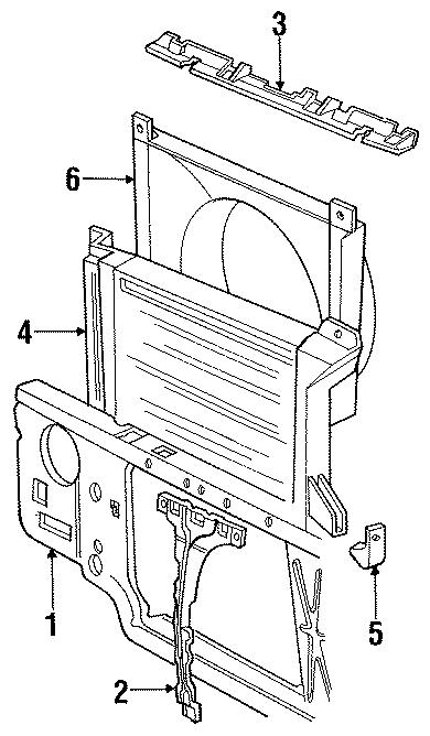 Diagram RADIATOR & COMPONENTS. RADIATOR SUPPORT. for your 1991 Ford F-150 5.8L HO V8 M/T RWD XL Extended Cab Pickup Fleetside 