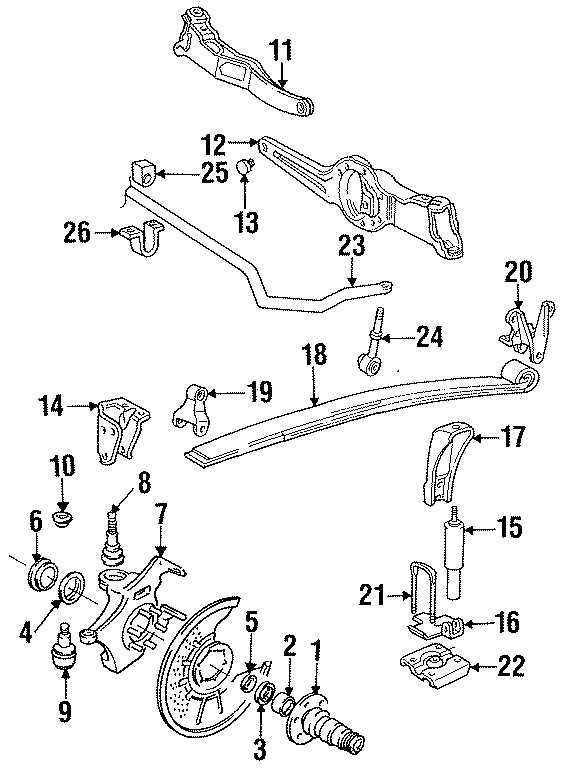 FRONT SUSPENSION. STABILIZER BAR & COMPONENTS. SUSPENSION COMPONENTS. Diagram