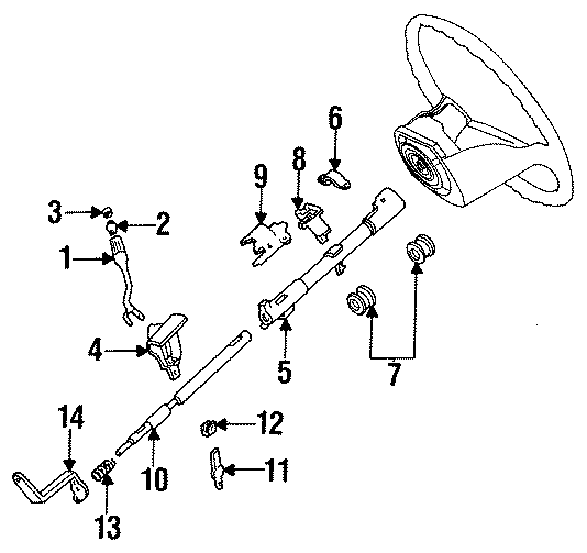 Diagram STEERING COLUMN. HOUSING & COMPONENTS. for your 1996 Ford F-150 5.0L V8 M/T 4WD Special Extended Cab Pickup Fleetside 