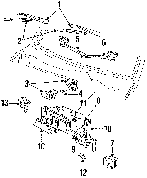 Diagram WINDSHIELD. WIPER & WASHER COMPONENTS. for your Ford F-150  