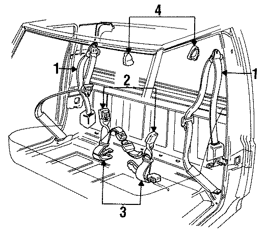 Diagram RESTRAINT SYSTEMS. FRONT SEAT BELTS. for your 1994 Ford F-150 4.9L 6 cylinder M/T RWD XL Standard Cab Pickup Stepside 