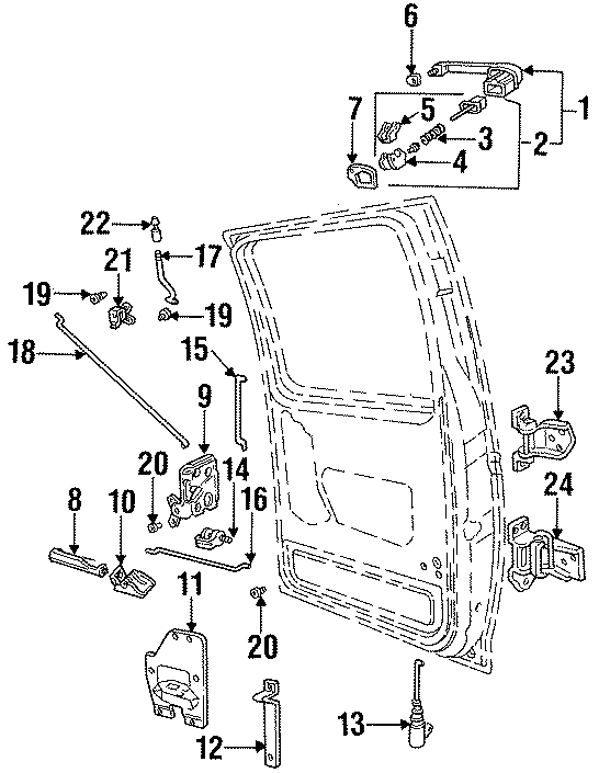 Diagram REAR DOOR. HARDWARE. for your 2014 Ford F-350 Super Duty 6.2L V8 FLEX A/T RWD XLT Extended Cab Pickup Fleetside 