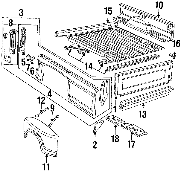 Diagram PICK UP BOX. FENDER. FLOOR. SIDE PANEL. for your 2013 Ford F-150 3.5L EcoBoost V6 A/T RWD XLT Extended Cab Pickup Fleetside 