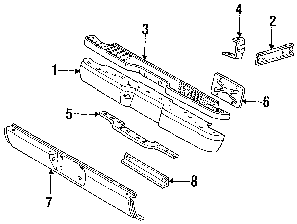 Diagram REAR BUMPER. BUMPER & COMPONENTS. for your 1996 Ford F-150 4.9L 6 cylinder A/T RWD Special Extended Cab Pickup Fleetside 