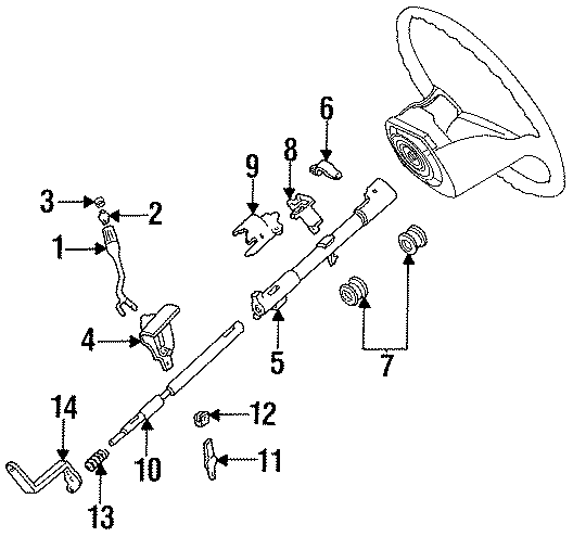 Diagram STEERING COLUMN. HOUSING & COMPONENTS. for your Ford Ranger  