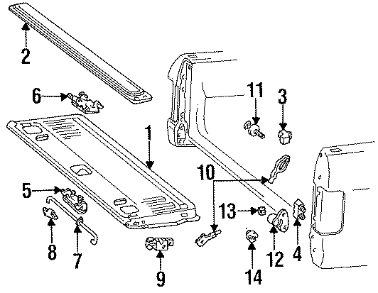 Diagram PICK UP BOX. TAIL GATE. for your 2014 Ford F-350 Super Duty 6.2L V8 FLEX A/T RWD XLT Extended Cab Pickup Fleetside 