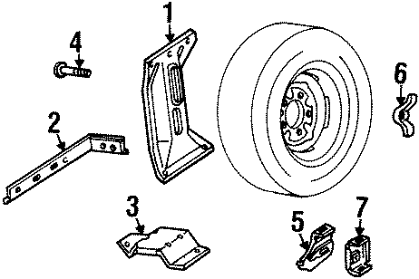 Diagram SPARE TIRE CARRIER. CARRIER & COMPONENTS. for your 1994 Ford F-150 4.9L 6 cylinder M/T RWD XL Standard Cab Pickup Fleetside 