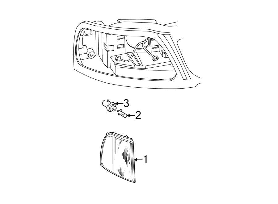 Diagram FRONT LAMPS. PARK LAMPS. for your 2002 Ford F-150 5.4L Triton V8 BI-FUEL A/T RWD Lariat Extended Cab Pickup Stepside 