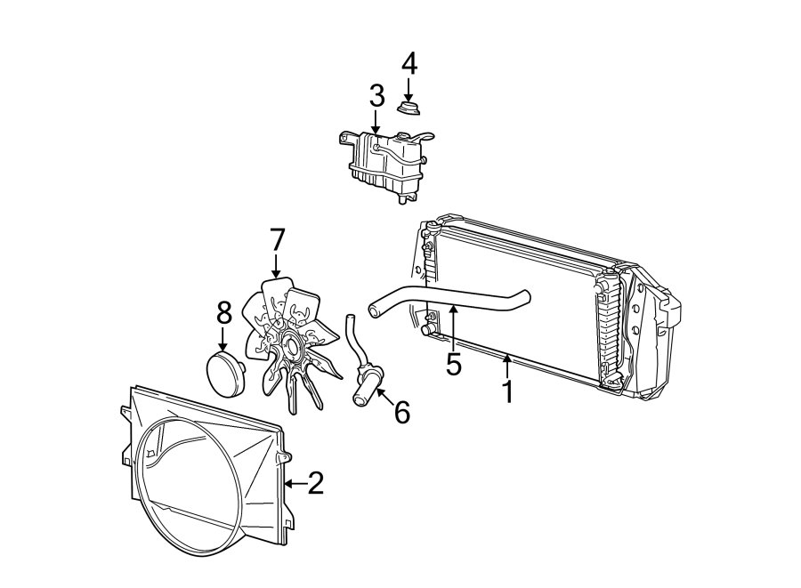 COOLING FAN. RADIATOR & COMPONENTS. Diagram