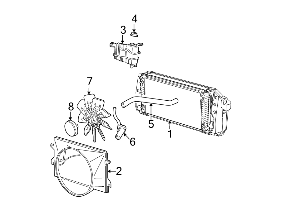 Diagram COOLING FAN. RADIATOR & COMPONENTS. for your 1988 Ford F-150   