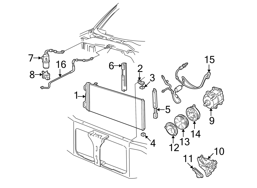 Diagram Air conditioner & heater. Compressor & lines. Condenser. for your Ford E-450 Econoline Super Duty  