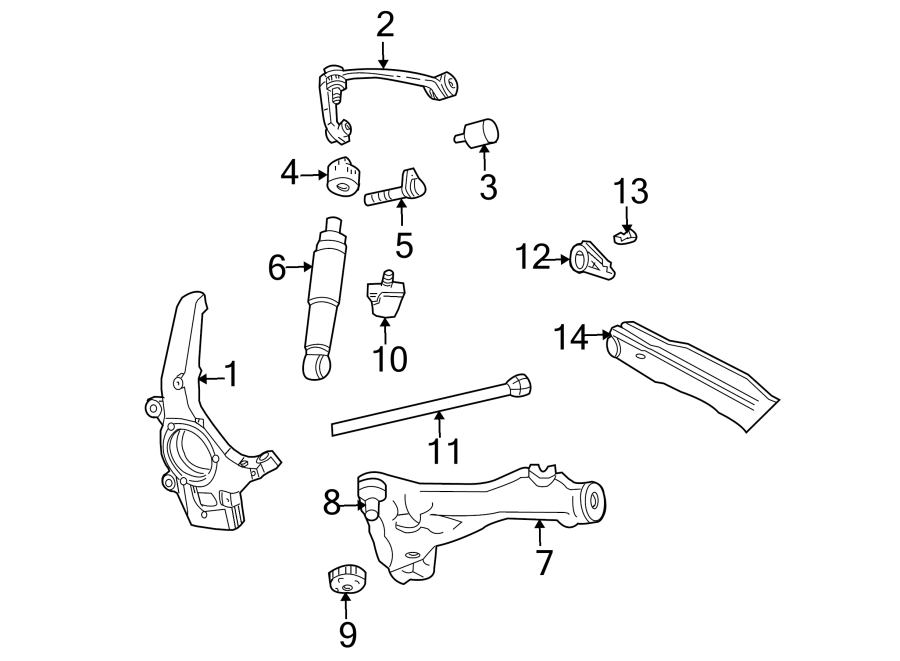 Diagram FRONT SUSPENSION. SUSPENSION COMPONENTS. for your Ford F-250  