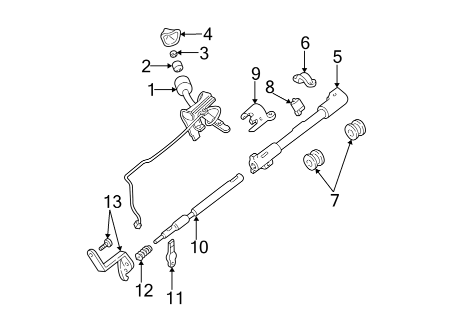 Diagram STEERING COLUMN. HOUSING & COMPONENTS. for your 1986 Ford Ranger   