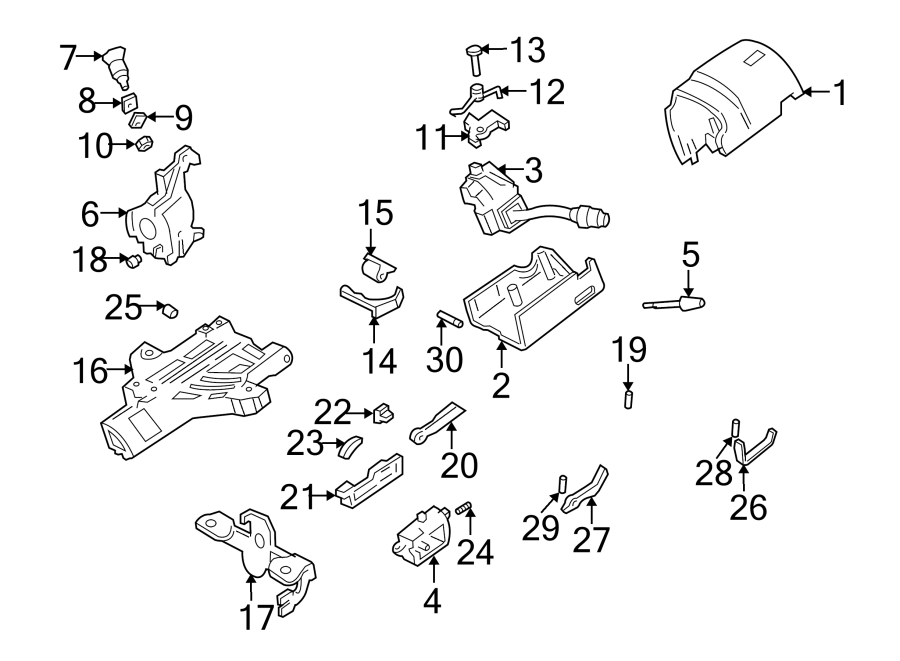 Diagram STEERING COLUMN. HOUSING & COMPONENTS. SHROUD. SWITCHES & LEVERS. for your 2003 Ford F-150 4.6L Triton (Romeo) V8 A/T RWD King Ranch Extended Cab Pickup Fleetside 