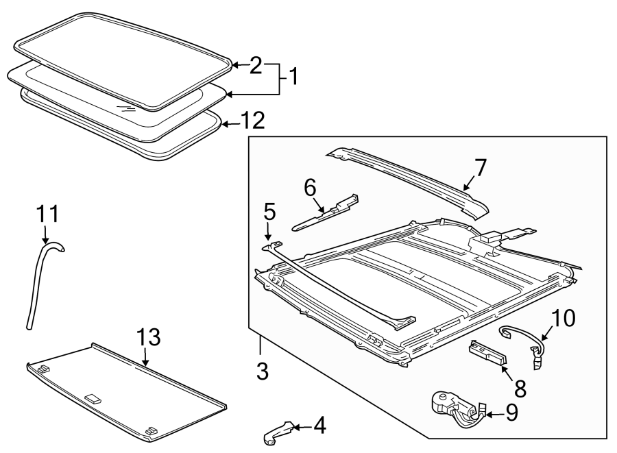 Diagram SUNROOF. for your 2003 Ford F-150 4.6L Triton (Romeo) V8 A/T 4WD XLT Crew Cab Pickup Fleetside 