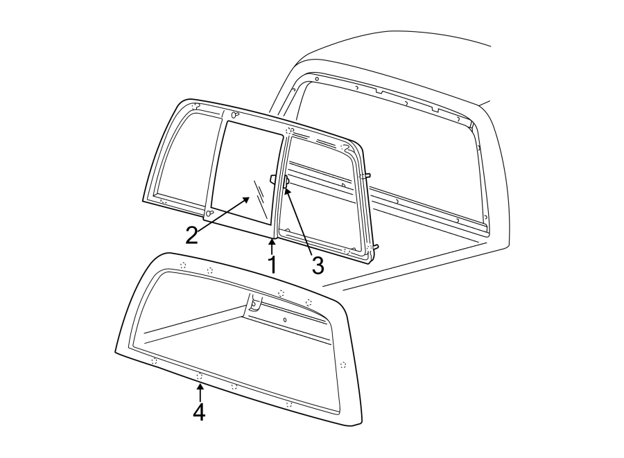 Diagram Back glass. Reveal moldings. for your 1997 Ford F-150 4.6L Triton (Windsor) V8 M/T 4WD Lariat Extended Cab Pickup Fleetside 