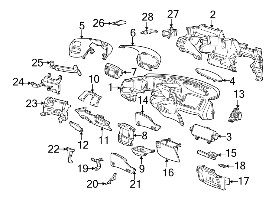 Diagram Instrument panel. for your 2002 Ford F-150 5.4L Triton V8 CNG M/T 4WD XLT Crew Cab Pickup Stepside 