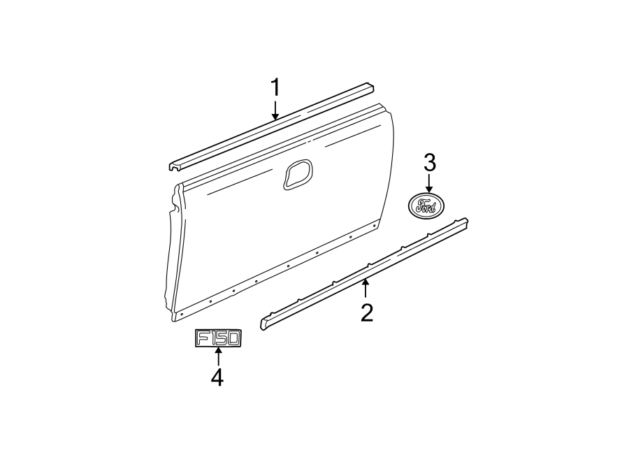 Diagram PICK UP BOX. EXTERIOR TRIM. for your Ford F-150 Heritage  