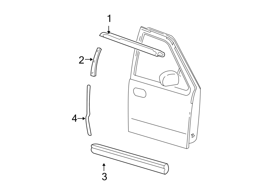 Diagram FRONT DOOR. EXTERIOR TRIM. for your 2021 Ford Transit-150  XLT Standard Passenger Van 