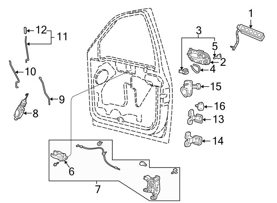 Diagram FRONT DOOR. LOCK & HARDWARE. for your 2006 Ford F-150   