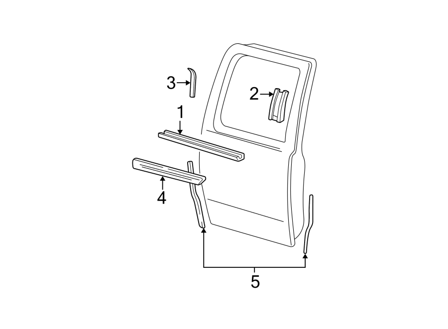 Diagram REAR DOOR. EXTERIOR TRIM. for your 2024 Ford Transit-350 3.5L EcoBoost V6 A/T RWD PTV Extended Cargo Van 