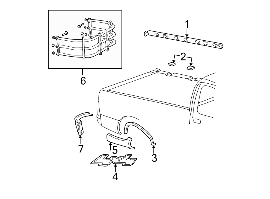 Diagram PICK UP BOX. EXTERIOR TRIM. for your 2007 Ford F-150  FX2 Extended Cab Pickup Fleetside 