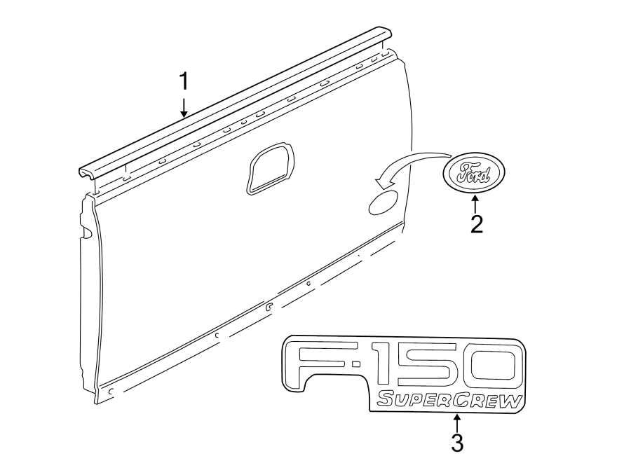 Diagram PICK UP BOX. EXTERIOR TRIM. for your Ford