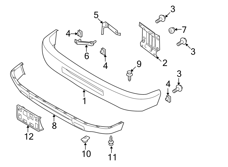 Diagram Front bumper. Bumper & components. for your 2014 Ford F-150 6.2L V8 A/T RWD FX2 Extended Cab Pickup Fleetside 