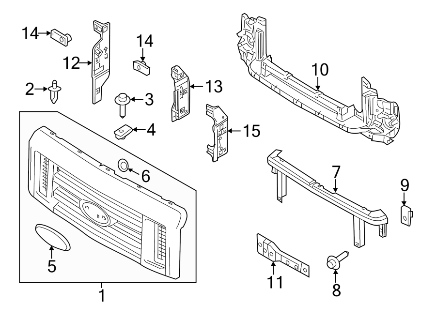 Diagram GRILLE & COMPONENTS. for your Ford F-150  