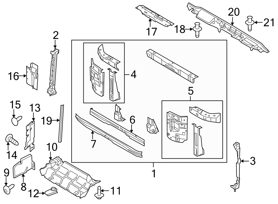 Diagram RADIATOR SUPPORT. for your 2019 Lincoln MKZ Hybrid Sedan  