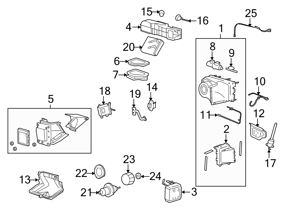 Diagram Air conditioner & heater. Evaporator components. for your 2007 Ford Ranger   